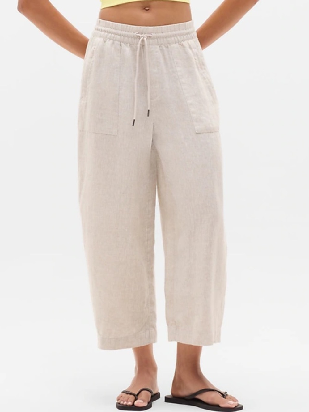 CYNTHIA ROWLEY Women lightweight linen Blend Wide Legs Cropped Pants | M